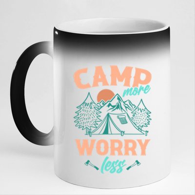 Adventure Camping Camp More WorryLess Cute Gift 11oz Black Color Changing Mug