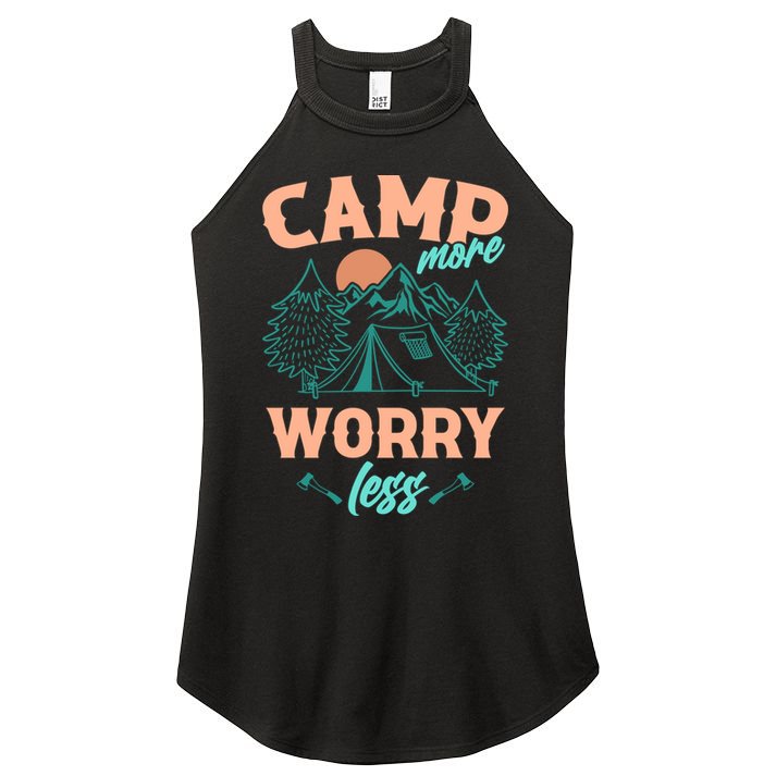 Adventure Camping Camp More WorryLess Cute Gift Women's Perfect Tri Rocker Tank
