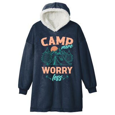 Adventure Camping Camp More WorryLess Cute Gift Hooded Wearable Blanket