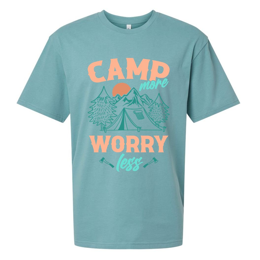 Adventure Camping Camp More WorryLess Cute Gift Sueded Cloud Jersey T-Shirt