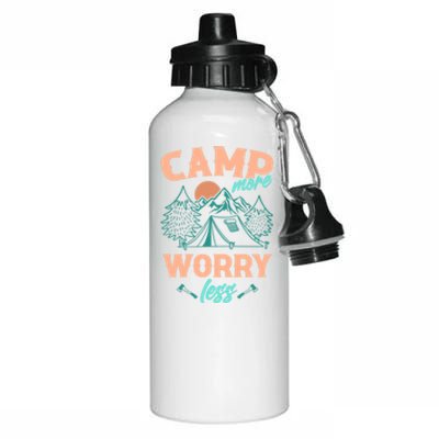 Adventure Camping Camp More WorryLess Cute Gift Aluminum Water Bottle 