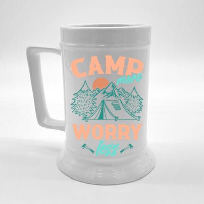 Adventure Camping Camp More WorryLess Cute Gift Beer Stein