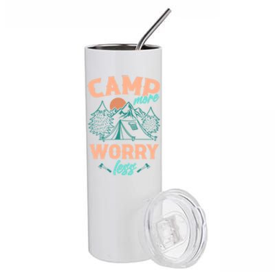 Adventure Camping Camp More WorryLess Cute Gift Stainless Steel Tumbler