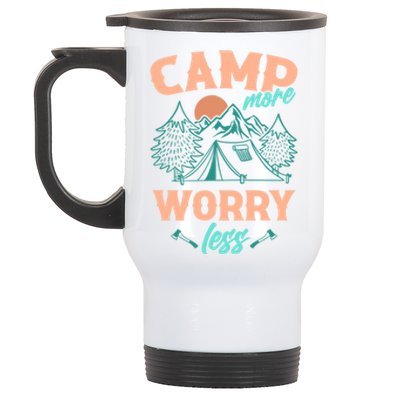 Adventure Camping Camp More WorryLess Cute Gift Stainless Steel Travel Mug