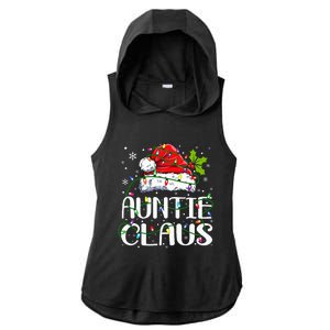 Auntie Claus Christmas Lights Pajama Family Matching Ladies PosiCharge Tri-Blend Wicking Draft Hoodie Tank