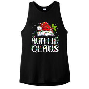 Auntie Claus Christmas Lights Pajama Family Matching Ladies PosiCharge Tri-Blend Wicking Tank