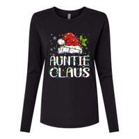 Auntie Claus Christmas Lights Pajama Family Matching Womens Cotton Relaxed Long Sleeve T-Shirt