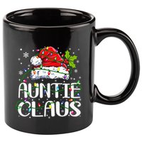 Auntie Claus Christmas Lights Pajama Family Matching 11oz C Handle Ceramic Mug