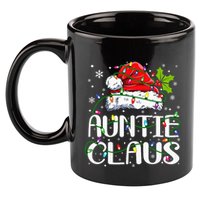 Auntie Claus Christmas Lights Pajama Family Matching 11oz C Handle Ceramic Mug