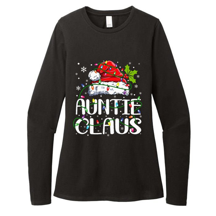 Auntie Claus Christmas Lights Pajama Family Matching Womens CVC Long Sleeve Shirt