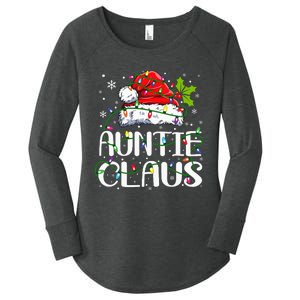 Auntie Claus Christmas Lights Pajama Family Matching Women's Perfect Tri Tunic Long Sleeve Shirt