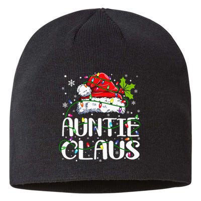 Auntie Claus Christmas Lights Pajama Family Matching Sustainable Beanie