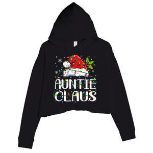 Auntie Claus Christmas Lights Pajama Family Matching Crop Fleece Hoodie