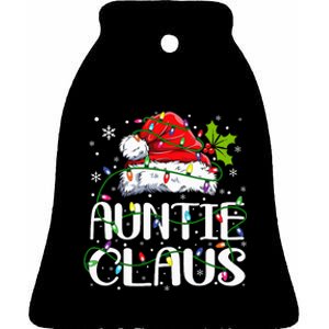 Auntie Claus Christmas Lights Pajama Family Matching Ceramic Bell Ornament