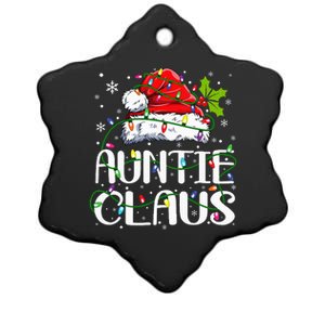 Auntie Claus Christmas Lights Pajama Family Matching Ceramic Star Ornament