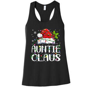 Auntie Claus Christmas Lights Pajama Family Matching Women's Racerback Tank