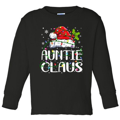 Auntie Claus Christmas Lights Pajama Family Matching Toddler Long Sleeve Shirt