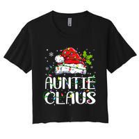 Auntie Claus Christmas Lights Pajama Family Matching Women's Crop Top Tee