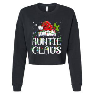 Auntie Claus Christmas Lights Pajama Family Matching Cropped Pullover Crew