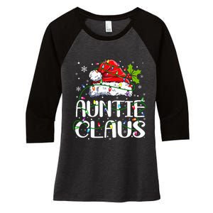 Auntie Claus Christmas Lights Pajama Family Matching Women's Tri-Blend 3/4-Sleeve Raglan Shirt