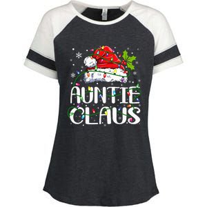 Auntie Claus Christmas Lights Pajama Family Matching Enza Ladies Jersey Colorblock Tee