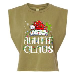 Auntie Claus Christmas Lights Pajama Family Matching Garment-Dyed Women's Muscle Tee