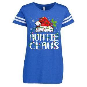 Auntie Claus Christmas Lights Pajama Family Matching Enza Ladies Jersey Football T-Shirt