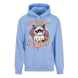 Angry Cat Christmas Meme: All I Want Ugly Christmas Cat Gift Unisex Surf Hoodie