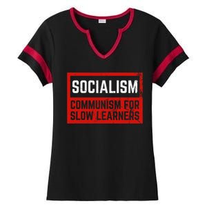 Anti Communist Capitalist Libertarian Anti Socialism Ladies Halftime Notch Neck Tee