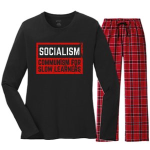 Anti Communist Capitalist Libertarian Anti Socialism Women's Long Sleeve Flannel Pajama Set 