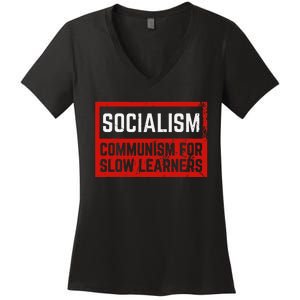 Anti Communist Capitalist Libertarian Anti Socialism Women's V-Neck T-Shirt