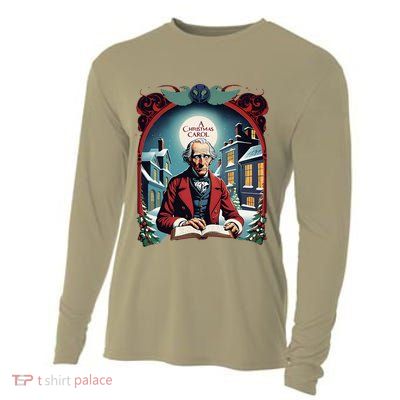 A Christmas Carol Book Cover Ebeneezer Scrooge Cooling Performance Long Sleeve Crew