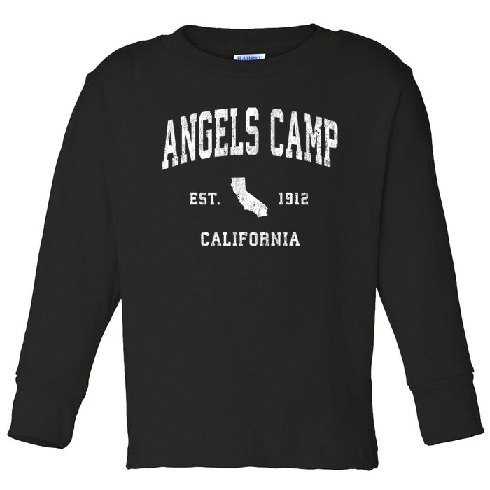 Angels Camp California Ca Vintage Athletic Toddler Long Sleeve Shirt