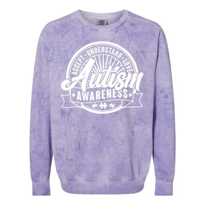 Accept Understand Love  Autism Awareness Logo Colorblast Crewneck Sweatshirt