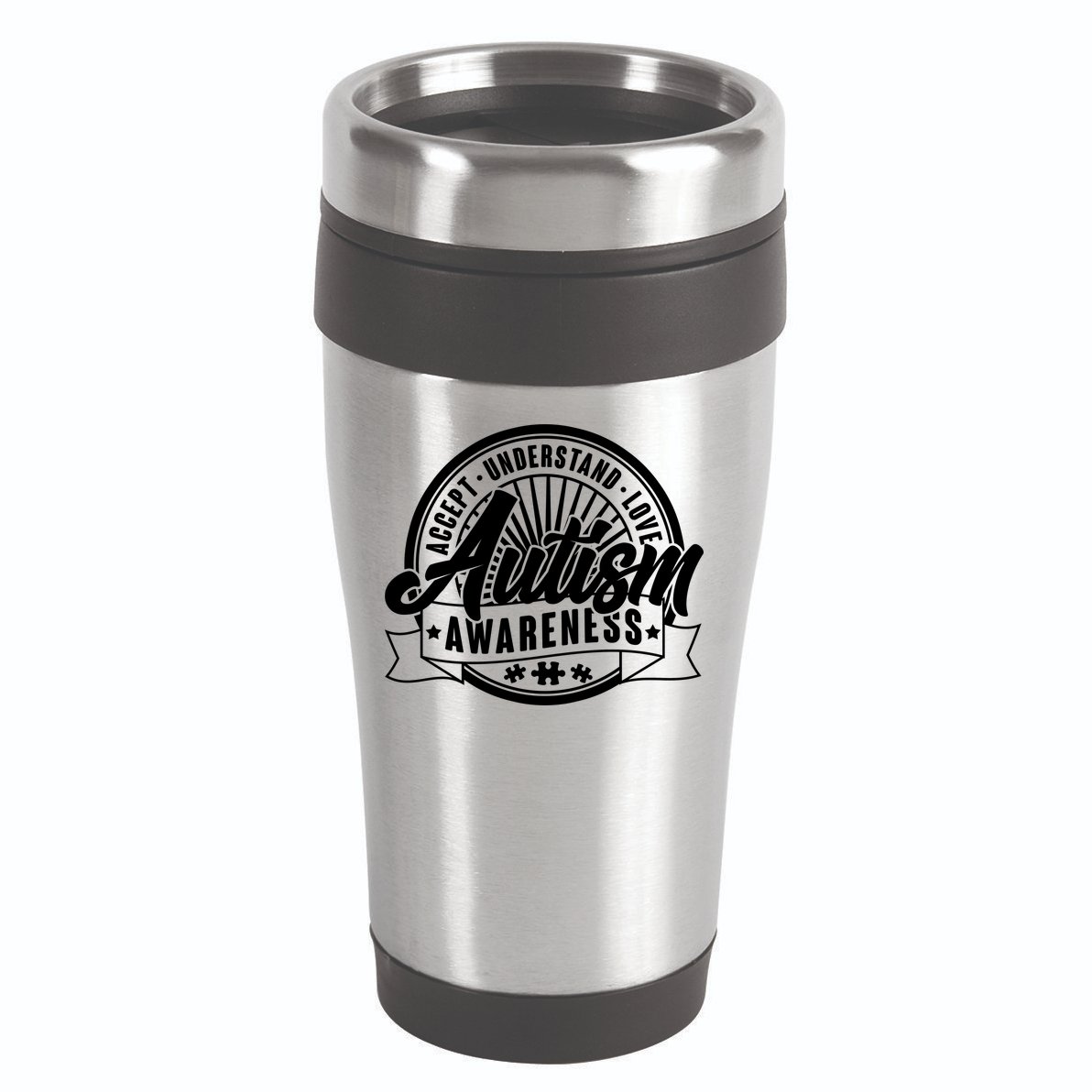 Accept Understand Love  Autism Awareness Logo 16oz Travel Tumbler
