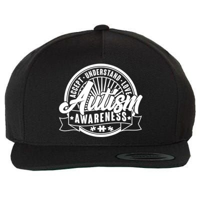 Accept Understand Love  Autism Awareness Logo Wool Snapback Cap