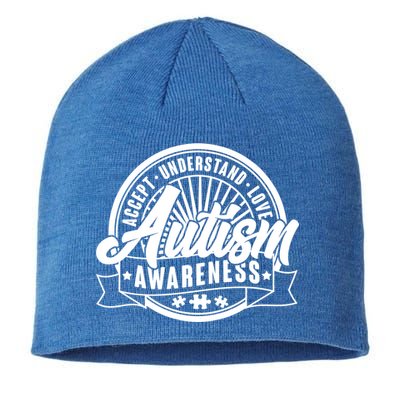 Accept Understand Love  Autism Awareness Logo Sustainable Beanie