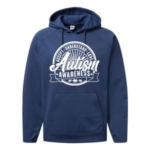 Accept Understand Love  Autism Awareness Logo Performance Fleece Hoodie