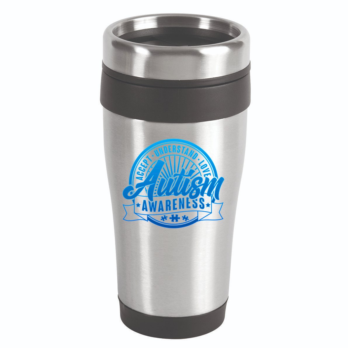 Accept Understand Love  Autism Blue Imprint 16oz Travel Tumbler