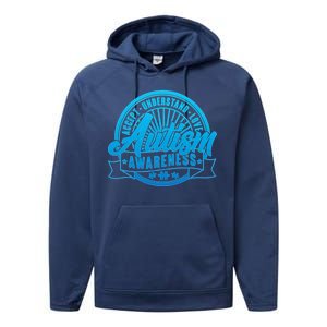 Accept Understand Love  Autism Blue Imprint Performance Fleece Hoodie