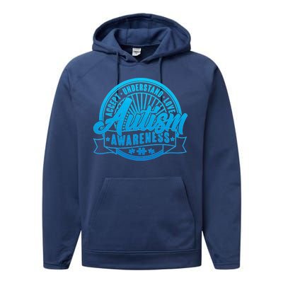 Accept Understand Love  Autism Blue Imprint Performance Fleece Hoodie