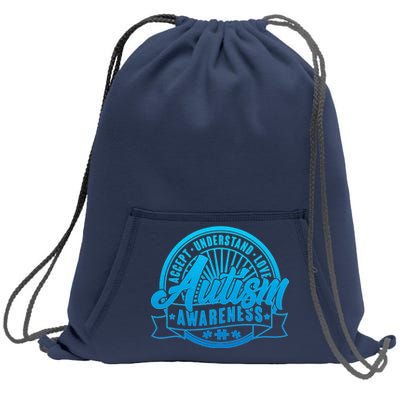 Accept Understand Love  Autism Blue Imprint Sweatshirt Cinch Pack Bag