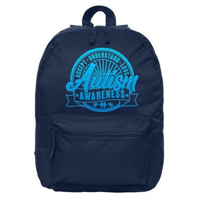 Accept Understand Love  Autism Blue Imprint 16 in Basic Backpack