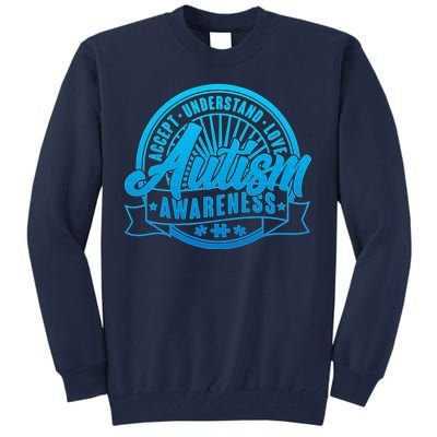 Accept Understand Love  Autism Blue Imprint Tall Sweatshirt