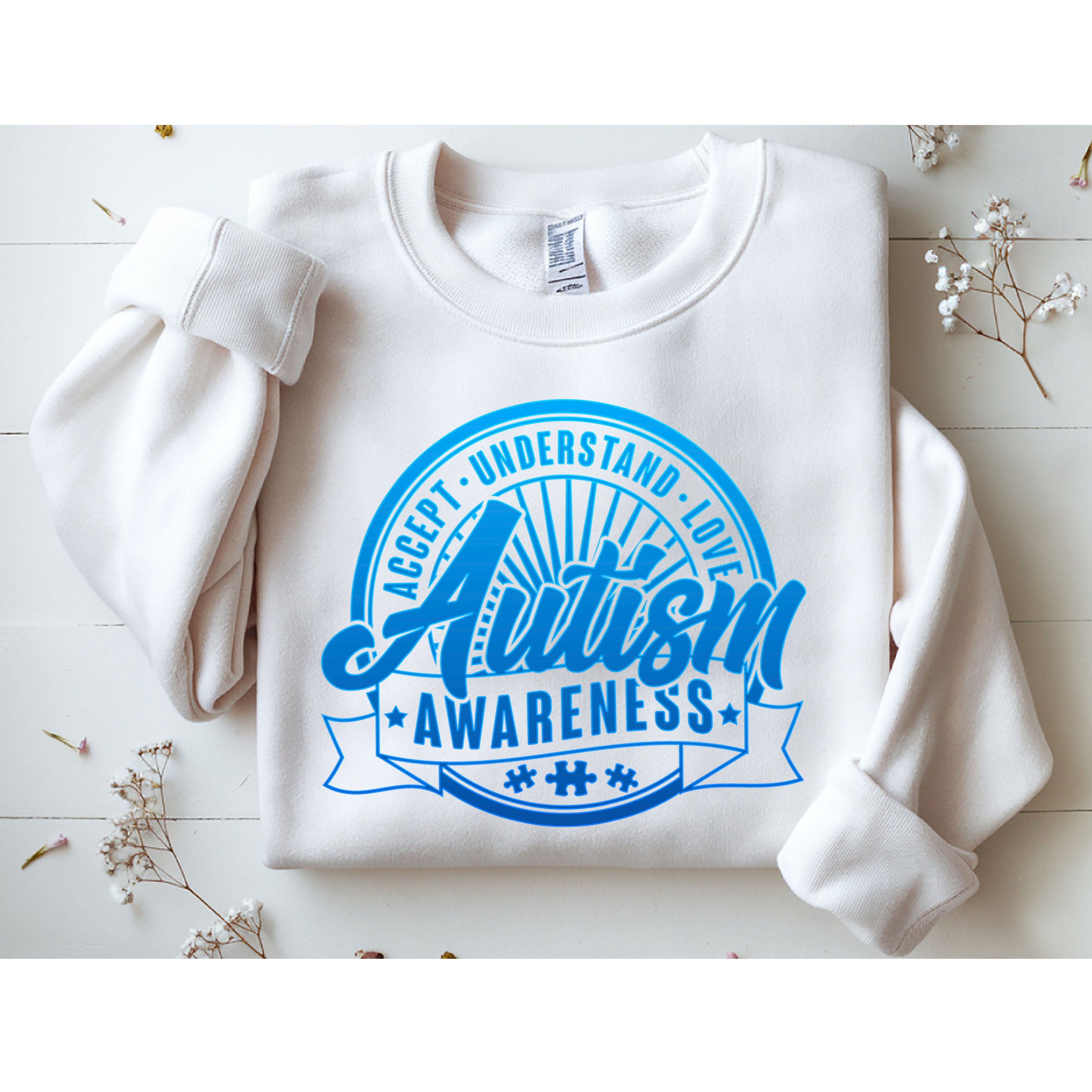 Accept Understand Love  Autism Blue Imprint Sweatshirt