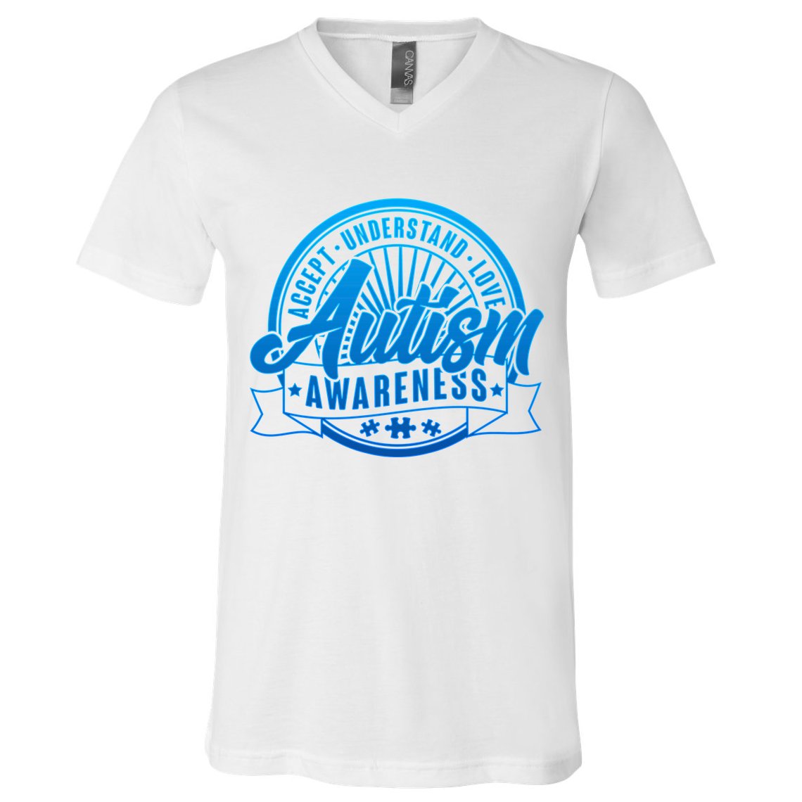 Accept Understand Love  Autism Blue Imprint V-Neck T-Shirt