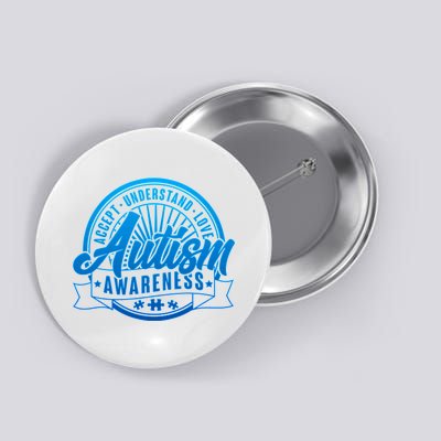 Accept Understand Love  Autism Blue Imprint Button