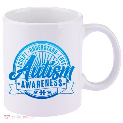 Accept Understand Love  Autism Blue Imprint 11oz C Handle Ceramic Mug