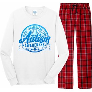 Accept Understand Love  Autism Blue Imprint Long Sleeve Pajama Set