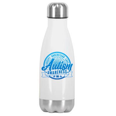 Accept Understand Love  Autism Blue Imprint Stainless Steel Insulated Water Bottle